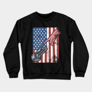 Motorcycle Creation of Adam American Flag Crewneck Sweatshirt